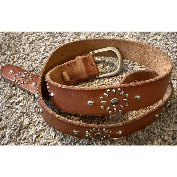 Cowboy 8 Accessories - Cowboy 8 Belt Brown Leather Studded Rhinestones 1.25”x49” Western Cowgirl Rodeo